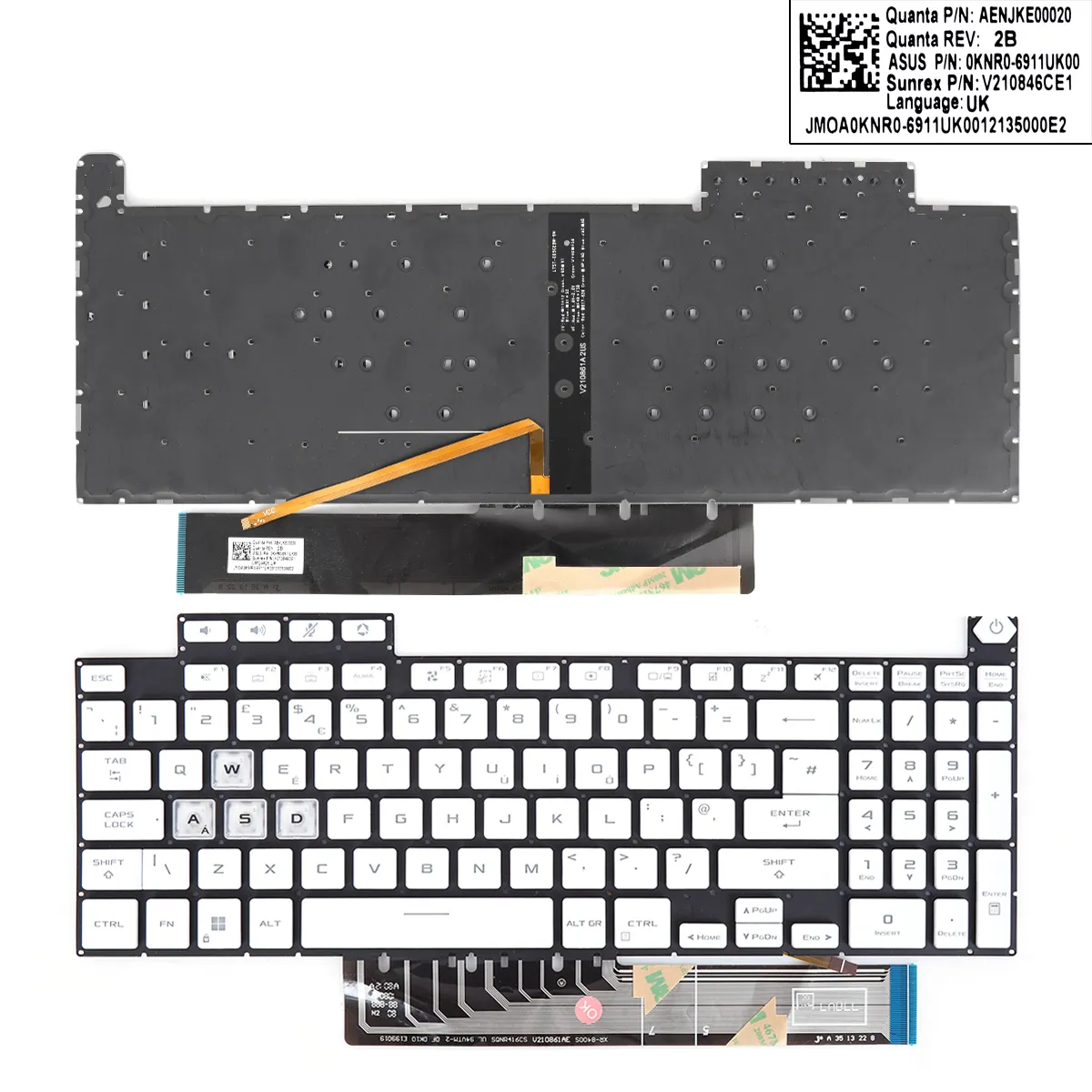 Picture of ASUS TUF Gaming F15 A15 F17 A17 FX507 FX507Z FA507 FA507R FX517 FX517Z FX707 FX707Z FA707 FA707R WHITE(WASD is transparent)RGB